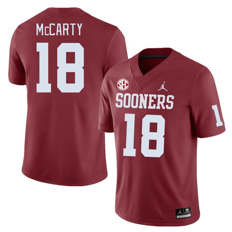 #18 Erik McCarty Oklahoma Sooners 2024 SEC Conference College Football Jerseys-Crimson